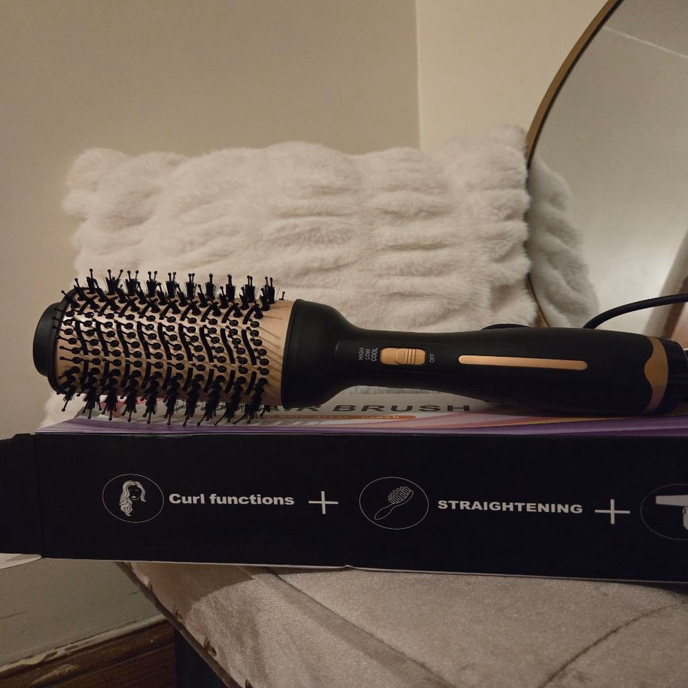 Women's Unbranded 3-in-1 Hot Air Brush Black Gold One Size